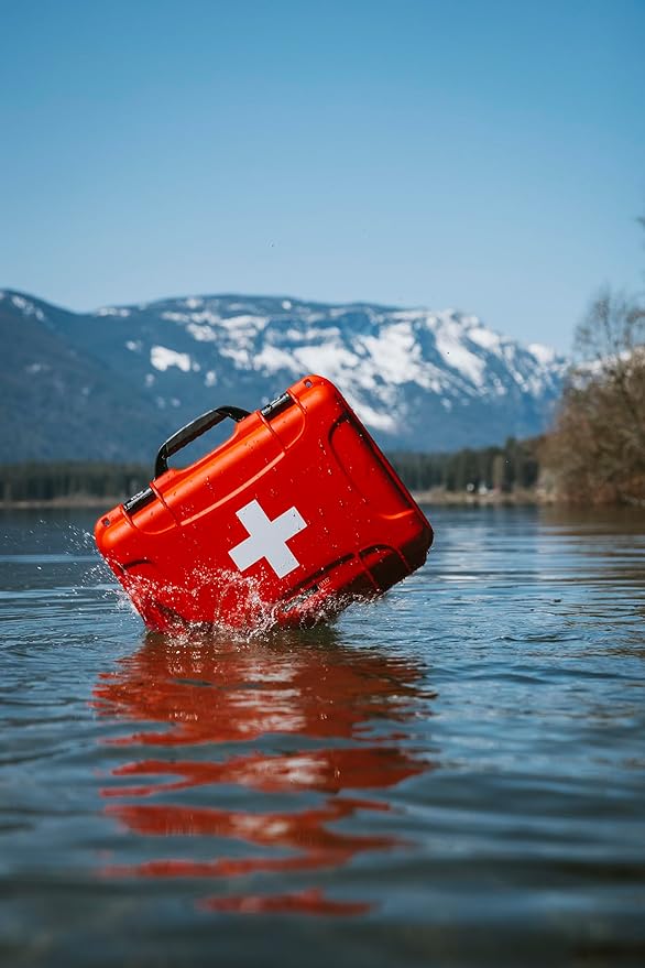 NANUK 915 Waterproof First Aid Box Empty – Durable, Medical First Aid Organizer Case, IP67-Rated, Dustproof, Impact-Resistant, and Floats (7.4" x 4.9" x 3.1") – Red