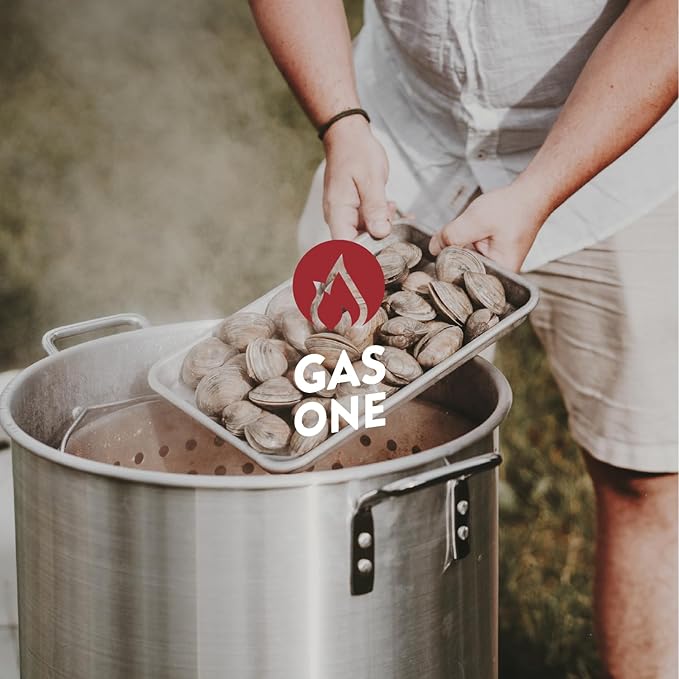 Gas One Seafood Boil Kit with Propane Burner, Propane Regulator, 80Qt Pot with Basket – Heavy Duty Construction Seafood Boil Pot for Outdoor Cooking – Easy to Clean and Durable Crab Boil Pot