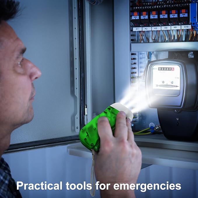 Treela 36 Pcs Hand Crank Flashlights Operation Christmas Items Bulk Squeeze Flashlight No Battery Required Torchlight 3 Powered Charging for Emergency(Yellow, Green, Blue, Red)