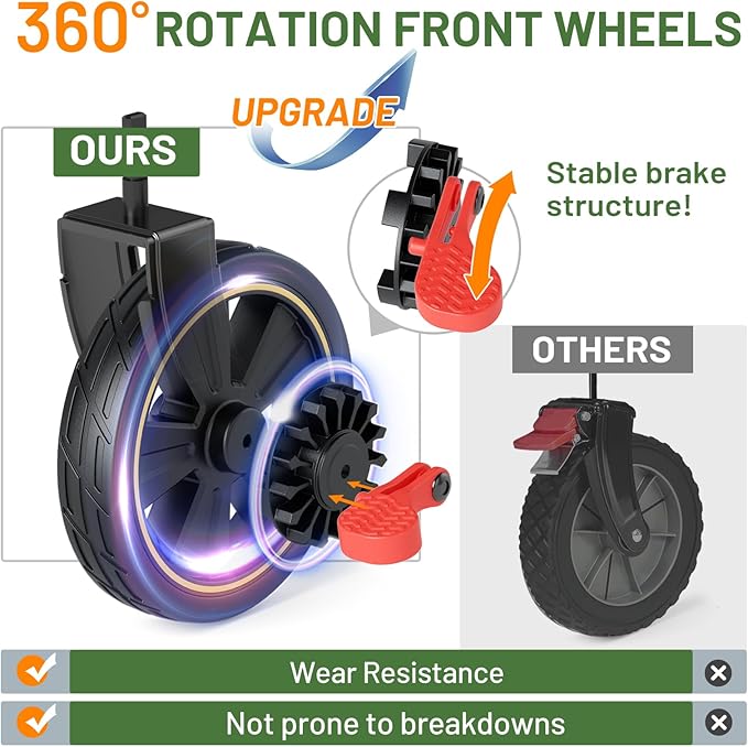 TIMBER RIDGE Collapsible Wagon Cart with Brakes, 200L Large Capacity Compact Portable Easy to Carry Folding Wagon, Utility Grocery Cart for Camping, Gardening, Shopping