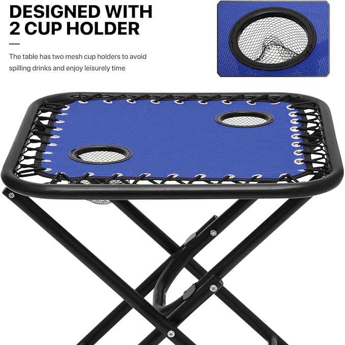 MoNiBloom Oversized Lounge Beach Chairs for Outside, 29" XL Zero Gravity Camping Chairs with Side Table, Pillow and Tray, 330lbs Capacity, Blue