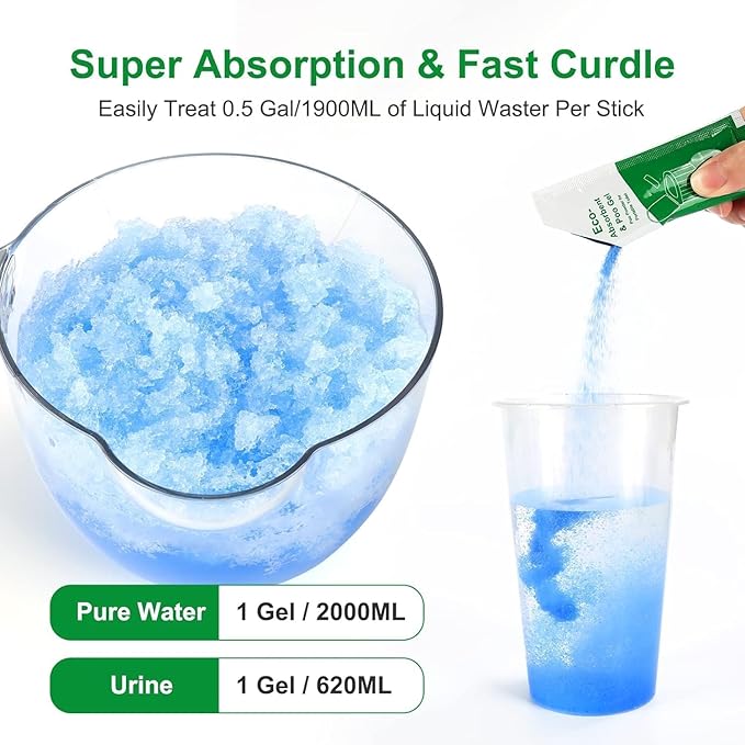 25 Portable Camping Toilet Bags Poo Gel Set, Biodegradable Compostable Thickened for 5 Gallon Bucket Toilet