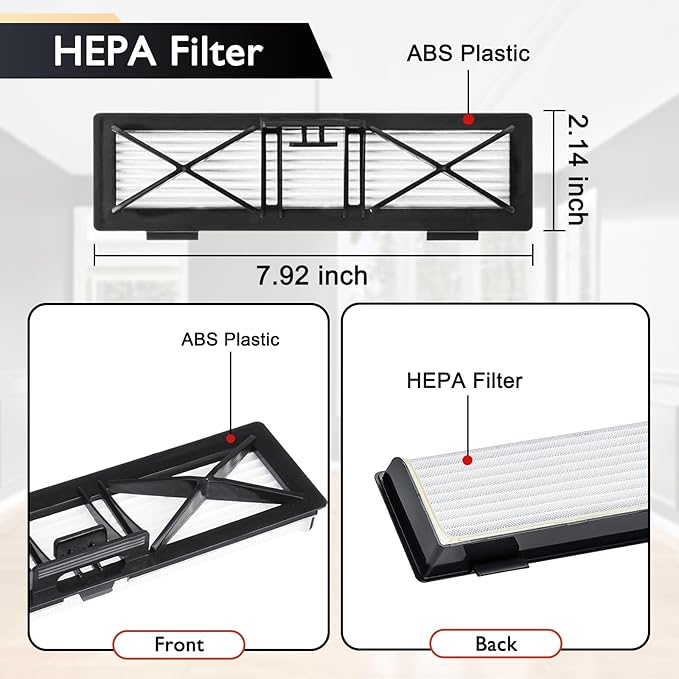Replacement Parts for Neato Botvac D Series D3 D4 D5 D6 D7 D75 D80 D85 Robot Vacuum Cleaner Accessory Kit Including 1 Main Brushes, 3 Hepa Filters, 6 Side Brushes
