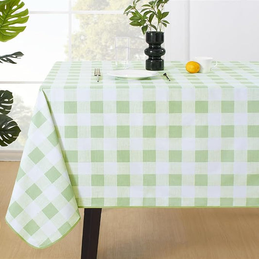 MOSAYT Rectangle Vinyl Tablecloth, 100% Waterproof Buffalo Gingham Plastic Table Cloth, Heavy Duty Wipeable Table Covers for Picnic, Outdoor, Camping - 54 x 120, Sage Green