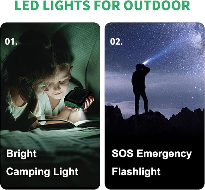 Portable Waist Fan, Personal Clip on Fan Rechargeable Hands-Free Hanging Neck/Desk Fans with 3-Speed Settings & LED Light, Small Wearable Cooling Belt Shirt Fans for Camping Travel Outdoors