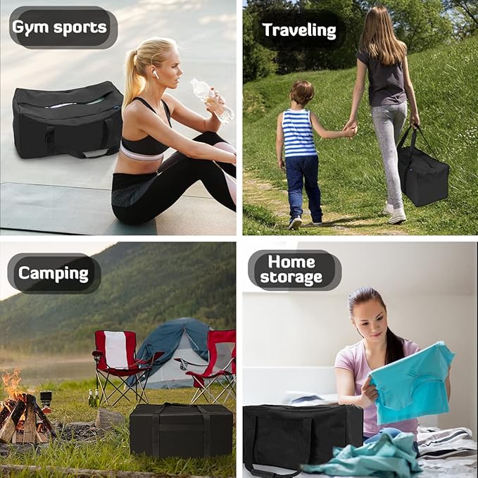 INFANZIA 24 inch Duffel Travel Sports Equipment Bag, 2PCS Long Luggage Bag with Upgrade Zipper Water Resistant, Extra Large Foldable Storage Bag for Camping, Tent, Tripod, Fishing