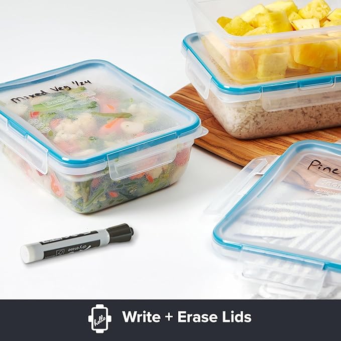 Snapware Total Solutions (5-Pack, 8.5 Cup) Plastic Food Storage Containers Set, Airtight & Leakproof Locking BPA-Free Lids Tupperware, Freezer Dishwasher Microwave Safe