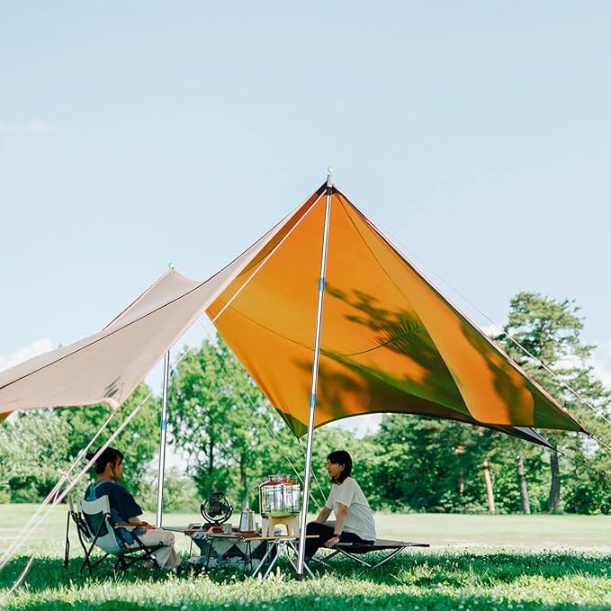 SANLIKE Telescoping Tarp Pole Heavy Duty Tent Poles, 33"-86.6"/94" Thickened Tube Collapsible Stainless Steel Canopy Poles for Camping Backpacking Hiking Awning Sun Sails Outdoor Sports, Set of 2