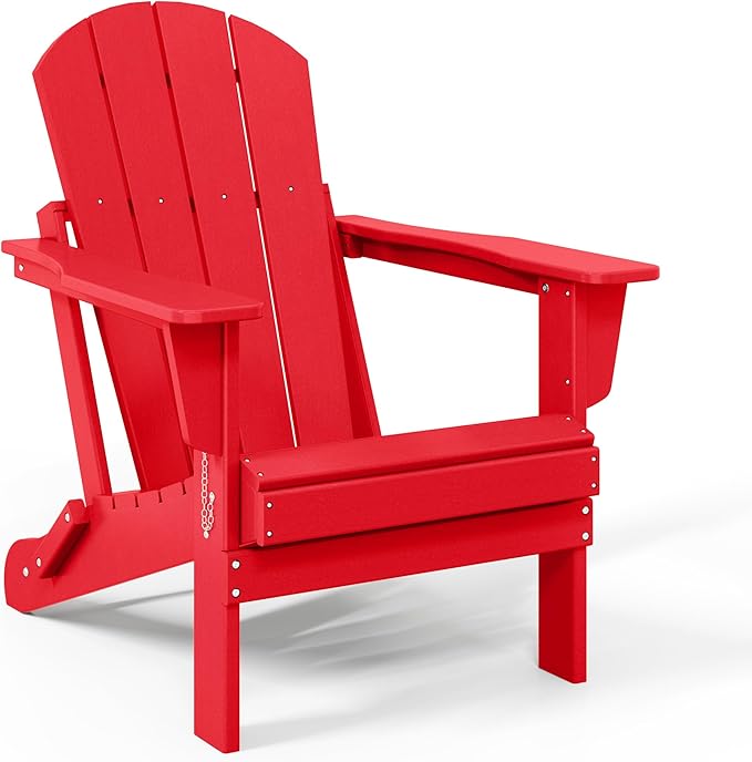 WestinTrends Malibu 2 Piece Set Outdoor Folding Poly Adirondack Chair, Red