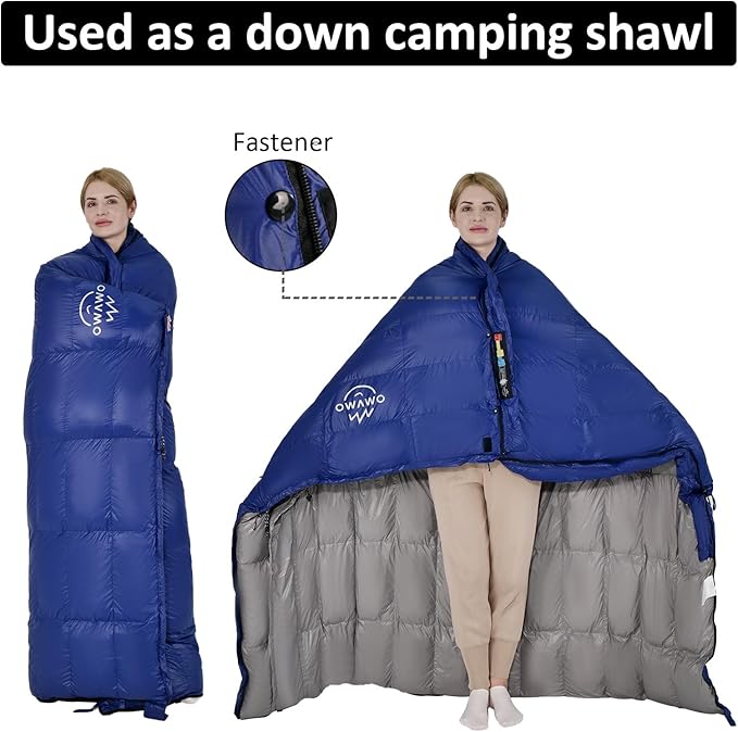 '-10°F 0°F 10°F 15°F Down Sleeping Bag for Adults,800/650 Fill Power,Ultralight Wearable 4 Season Cold Weather Rectangle Sleeping Bag for Camping Hiking,Can be Used as a Down Blanket or Cloak