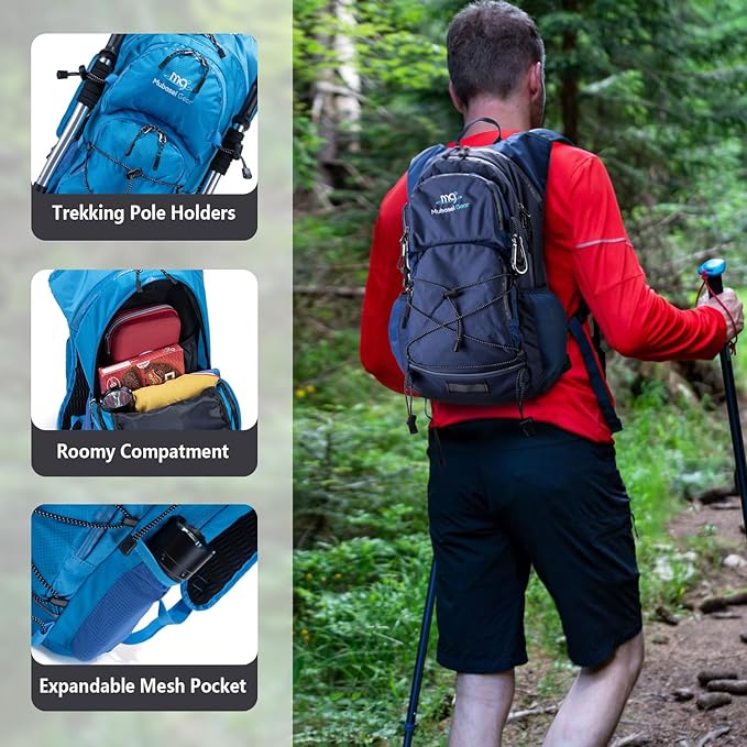 Insulated Hydration Backpack Pack with 2L Water Bladder Lightweight 22L Hiking Backpack Bag for Women Men Daypack for Hiking Running Festival Camping Biking