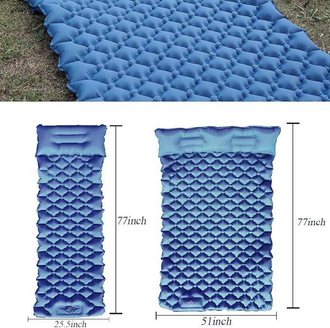 Single Camping Pad - Ultralight Inflatable Sleeping Pad, 4 Inch Thick, Waterproof & Durable, Portable for Backpacking, Hiking & Tent Camping