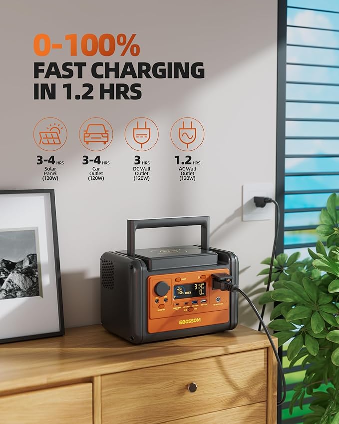 Portable Power Station 92800mAh, 297Wh LiFePO4 Battery, 1.2H Fast Charging, <30 MS UPS, 300W (600W Surge) Solar Generator for Camping, Emergency, and Outdoor Use