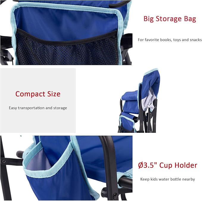 SUNNYFEEL Small Camping Chair, Portable Folding Aluminum Directors Chairs Lightweigh with Cup Hold, Pocket for Beach,Trip,Picnic,Outdoor Sports Events Foldable Camp Lawn Chair with Backpack Straps