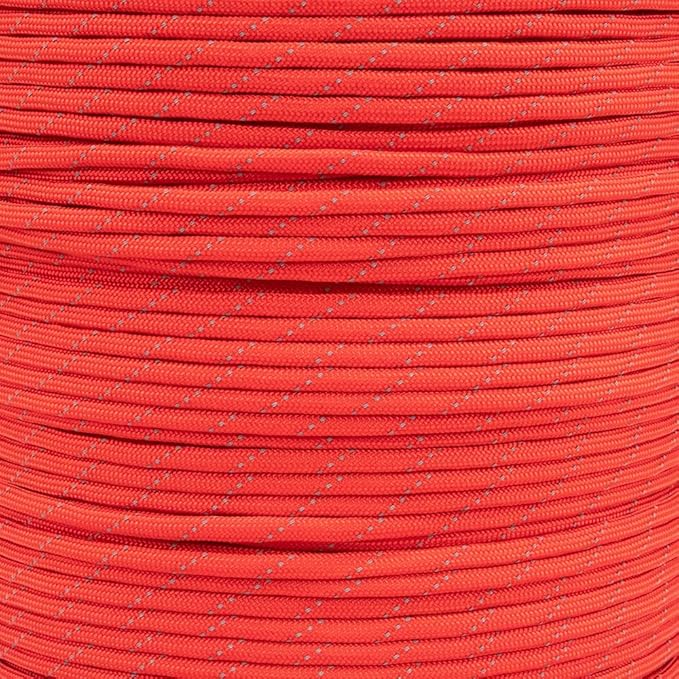 Paracord Planet Reflective 550lb Paracord – 7 Strand Type III Nylon Parachute Cord for Outdoor Visibility, Hiking, and Crafting – 30+ Colors and 4 Length Options