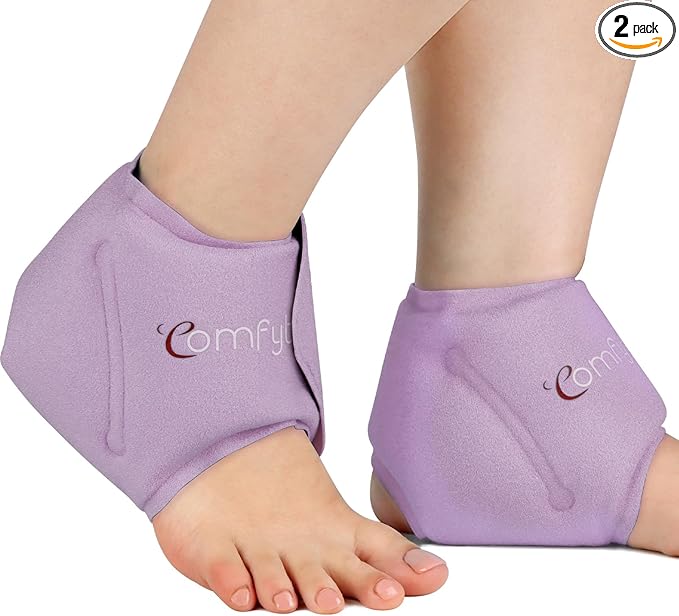 Comfytemp Ankle Ice Pack Wrap for Swelling, Plantar Fasciitis, Foot Pain Relief, Gel Packs for Injury Reusable, Hot Cold Compress for Achilles Tendonitis, Heel Spur, Sprain, Swelling, 2 Packs (Purple)