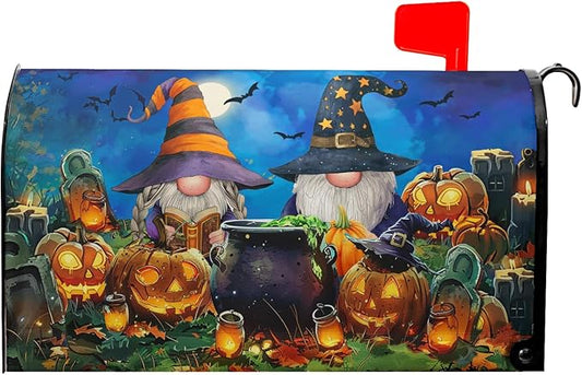 Halloween Gnomes Mailbox Covers Magnetic Large Size Humor Spooky Pumpkins Waterproof Mail Box Cover Autumn Halloween Happy Holiday Letter Post Wraps for Home Garden Yard Outdoor 25.5x21 Inch