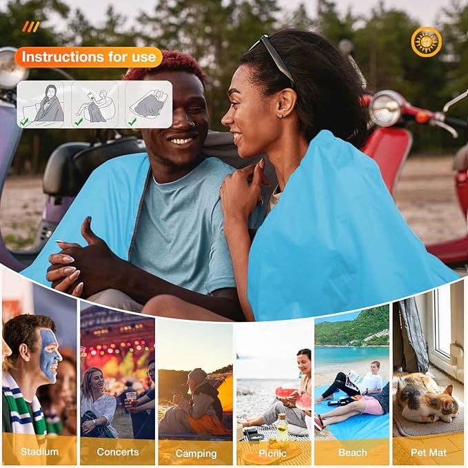 Outdoor Waterproof Camping Blanket - Hooded Fleece Windproof Blanket for Stadium, Sporting Events, Concert, Picnic, Car, Boat - Packable Camp Blanket for Cold Weather, Camping Gear Must Haves