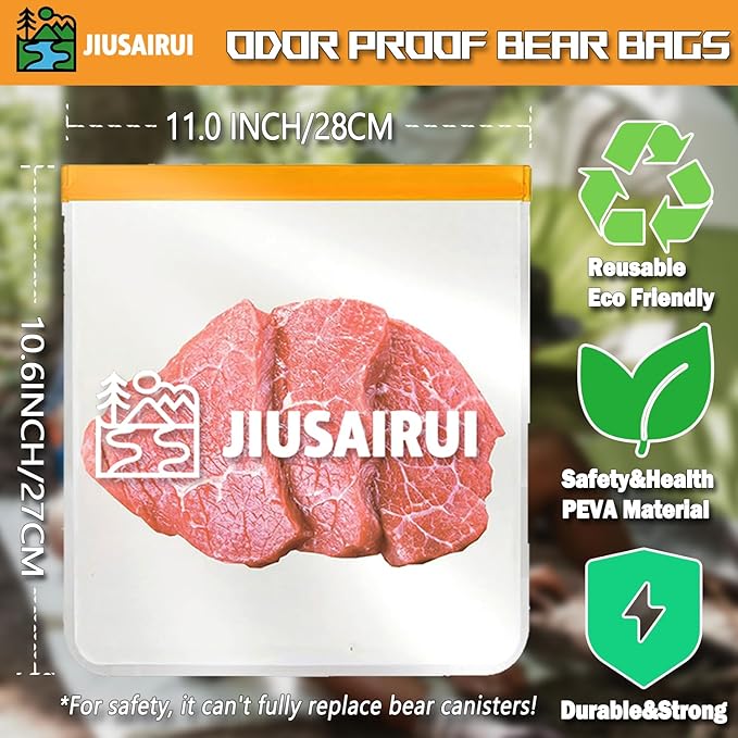 Odor Proof Bear Bags for Food Backpacking: 3Pack Reusable Bear Proof Food Storage Designed to Use with Bear Canister for Backpacking fit Camping Hiking Water Sports