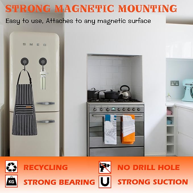 Magnetic Grill Hooks, 2 Pack Magnet Hook for Utensils, Heavy Duty Outdoor Magnetic Hooks for Barbecue Tool, Outdoor Hanging, Refrigerator, Grill, Kitchen