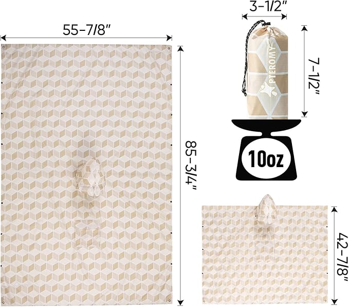 PTEROMY Hooded Rain Poncho for Adult with Pocket, Waterproof Lightweight Unisex Raincoat for Hiking Camping Emergency