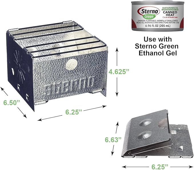 Sterno Foldable Portable Camping Stove - Easy-to-Assemble Outdoor Cooking Stove for Camping, Picnics, Tailgating & Emergencies - Silver