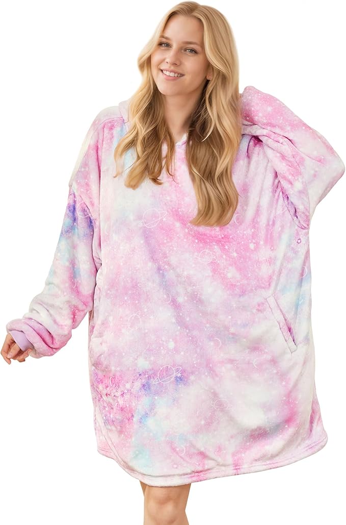 LetsFunny Blanket Hoodie,Oversized Wearable Sherpa Fleece Blanket Sweatshirt,Super Soft Warm Cozy with Giant Pocket,for Women Men Adults Teenagers Kids, One Size Fits All