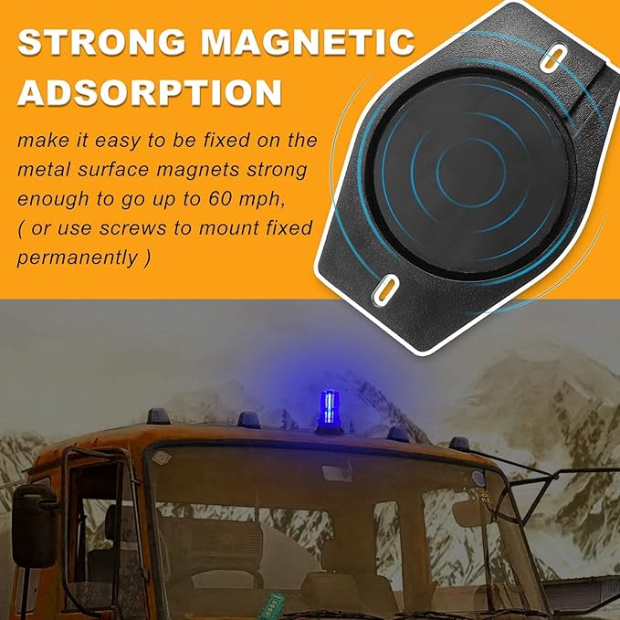 LED Strobe Light, 12V-24V Warning Emergency Safety Flashing Beacon Lights with Magnetic and 16.4 ft Straight Cord Vehicle Forklift Truck Tractor Golf Carts UTV Car Bus (2 PCS, Blue)