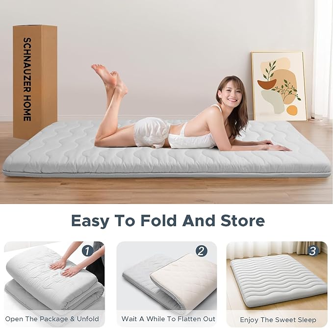 Japanese Floor Mattress, 100% High Density Comfortable Foam, 4" Thicken Foldable Mattress Tatami Mat Sleeping Pad, Ideal for Comfort and Support, Kids Floor Lounger Pillow Bed Sofa (Full）