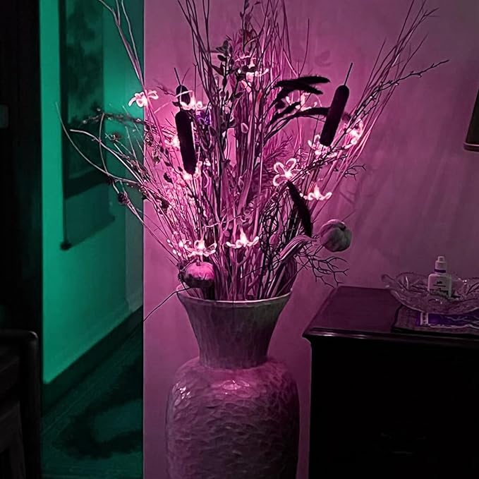 Fairy Flower String Lights, USB & Battery Lighted Decorative Cute Cherry Blossom Indoor Bedroom Window Hanging, Novelty Floral Lamp for Christmas Easter Wedding Party Birthday Décor (Pink)