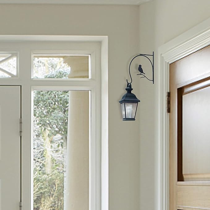 Hanging Plant Bracket 10 Inch 2 Pack Metal Iron Wall Hooks Decorative for Bird Feeders Plant Hanger Wind Chime Lanterns Indoor Outdoor, Black