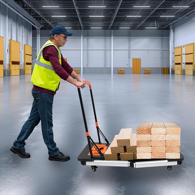 7 in 1 Foldable Multifunctional Workbench 330lbs/551lbs Capacity Height Adjustable Work Table with 4 Wheels Portable Transport Cart, Handcart for Warehouse Garage