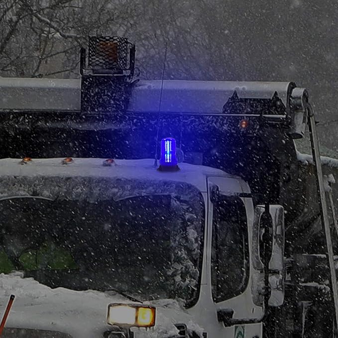 LED Strobe Light, 12V-24V Warning Emergency Safety Flashing Beacon Lights with Magnetic and 16.4 ft Straight Cord Vehicle Forklift Truck Tractor Golf Carts UTV Car Bus (1 PCS, Blue)