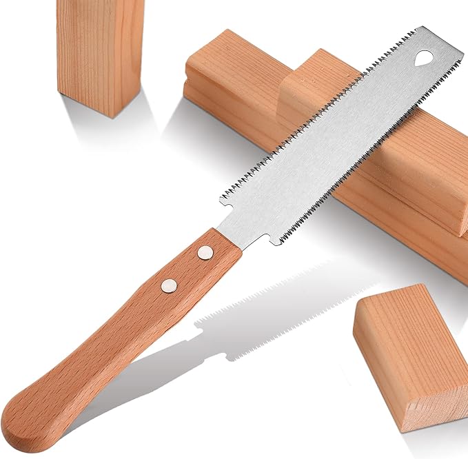 Small Woodworking Hand Saw, 6 inch Flexible Blade Double edge TPI 17/11 Pull Saw for Craft, Hobby, DIY, Non Slip Wood Handle Garden Trim, Sharp and Light Woodworking Tools