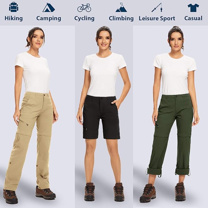 Women's Hiking Pants Convertible Zip Off Lightweight Quick Dry Outdoor Travel Camping Safari fising Pants