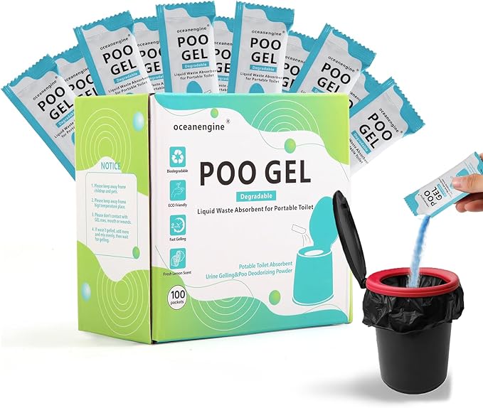 Portable Toilet Absorbent Gel, Portable Toilet Powder Poo Urine Powder for Camping Outdoor Hiking