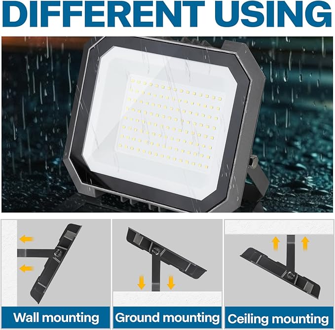 2 Pack LED Flood Lights Outdoor, 50W 5000LM Super Bright Floodlight Outside Work Light with 5.9FT Plug, IP65 Waterproof 6000K Outdoor LED Flood Light for Garage, Yard, Lawn, Garden