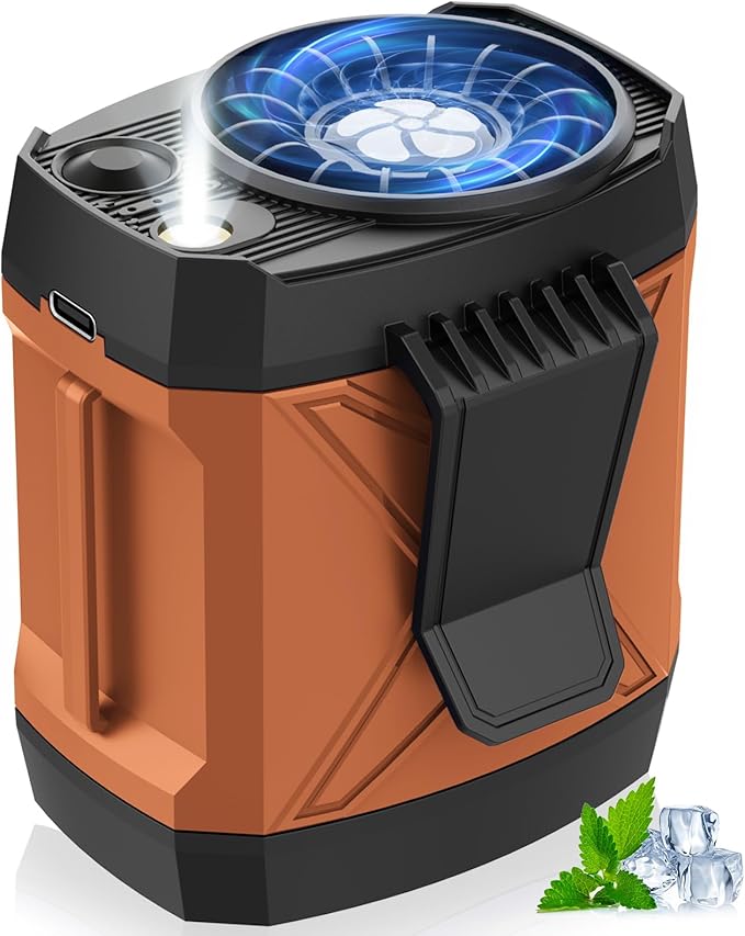 Portable Fan for Under Shirt, Waist Fan Clip On Belt, 4-in-1 Rechargeable Body Fans with LED Light, Phone Stand, Fast Charging 4-Speed Hip Personal Fans for Baby, Mowing, Work, Kitchen, Truck