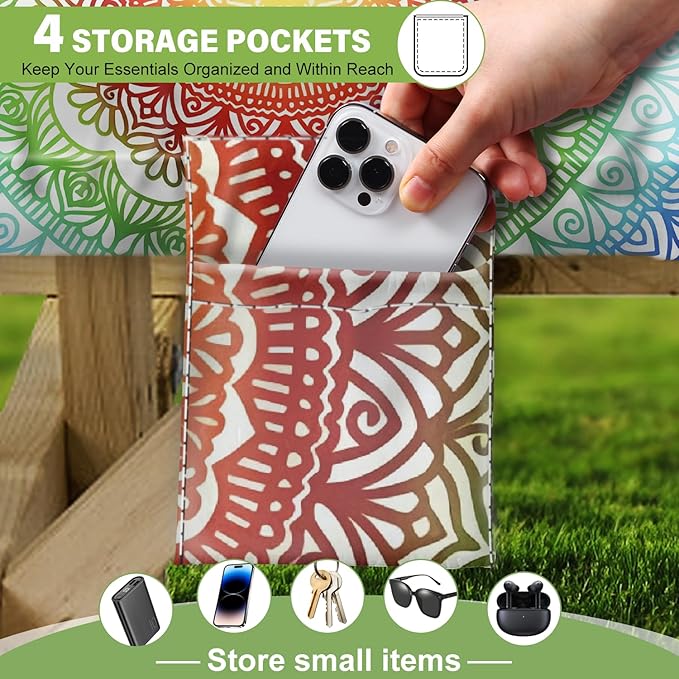 Picnic Table Cover with Bench Covers Vinyl Elastic Edges Fitted Rectangle Seat Tables Waterproof 3-Piece72X30in Set Outdoor Rectangular Folding Backing Tablecloth for Camping Over SizeTie-Dye103