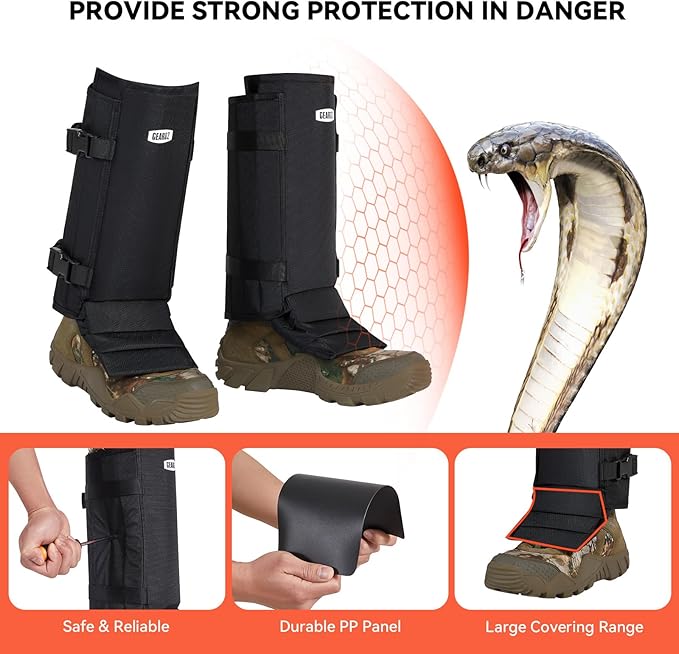 Snake Gaiters Snake Chaps, Waterproof Lower Legs Snake Guards, Snake Bite Protective Gaiters, Anti-Snake Gaiters for Men/Women, Adjustable Size for Hunting/Hiking/Farm Working