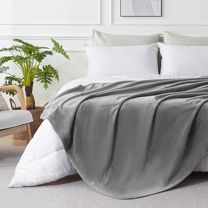 SOCHOW Waterproof Blanket for Bed Sofa Couch, Water Resistant Blanket Washable 80"x90", Reversible Leakproof Bed Cover for Adults Elderly Pets, Grey & Light Grey