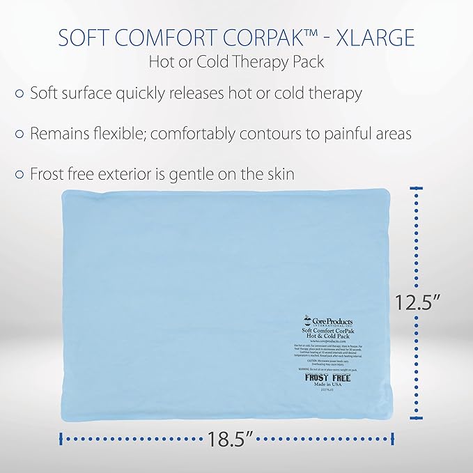 Core Products Soft Comfort CorPak, No Frost Hot and Cold Therapy - 12.5" x 18.5", Large Ice Pack, Made in The USA