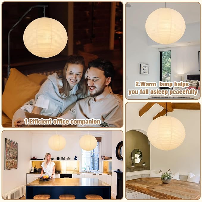 White Paper Lamp Shade, 20''x20'' Large Chinses Paper Lantern Pendant Light Shade,Round Lanpshade Home Decor Ceiling Lampshade, Foldable Lampshade