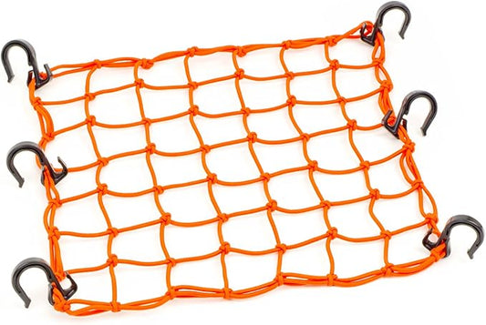 PowerTye 50159 Orange 15"X15" Cargo Net Featuring 6 Adjustable Hooks & Tight 2"x2" Mesh (Each)