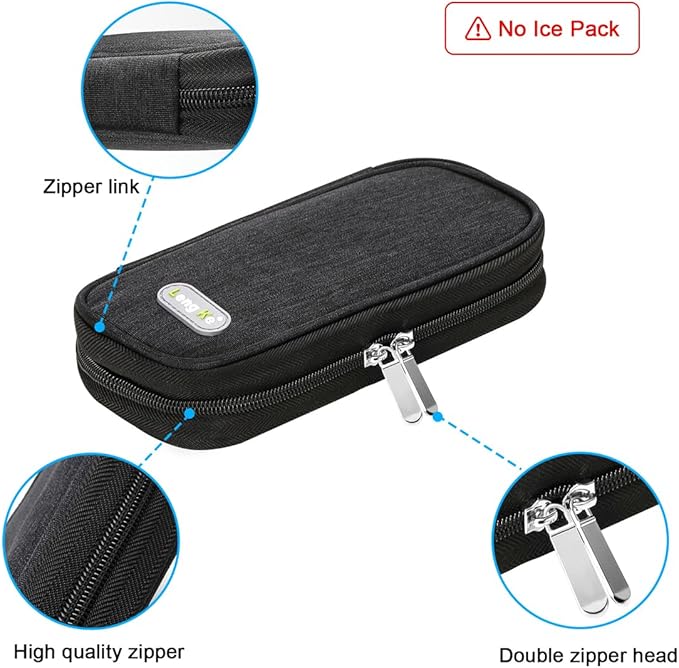 YOUSHARES Insulin Cooler Travel Case, Refrigerated Cooler Travel Case with 2 TSA Approved Ice Pack