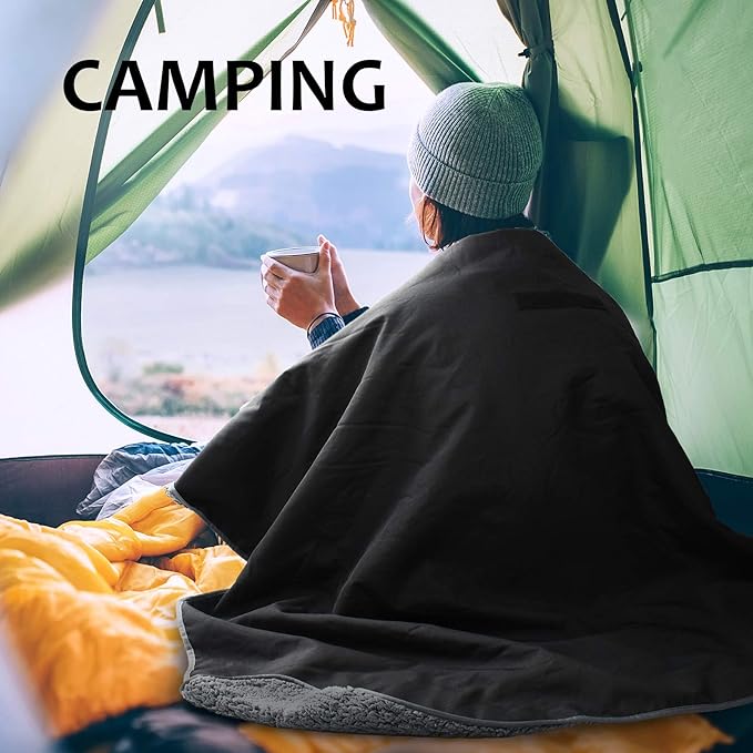 Tirrinia Large Waterproof Outdoor Blanket, Soft Warm Windproof Stadium Blanket with Sherpa Fleece and Foldable for Outdoor Sport, Baseball, Football, Beach, Concerts, Car