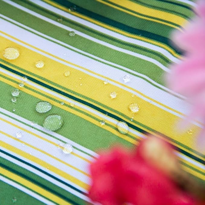 Poise3EHome 60X84 Outdoor/Indoor Waterproof Spillproof Rectangle Tablecloth with Umbrella Hole for Camping, Picnic, Party, Patio Table, Spring, Green Stripe