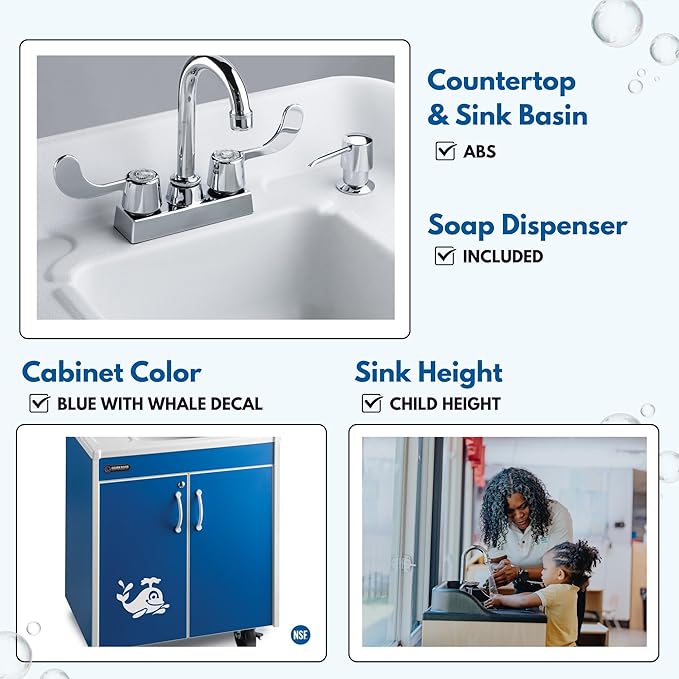 Ozark River Portable Sinks Lil Splasher, Child Height Self Contained Portable sink with Hot Water for Kids, Handwashing Station for Daycares & Classrooms, No Plumbing Child Size Portable Sink