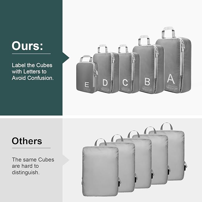 Compression Packing Cubes for Travell Fabric Packing Cubes with Smooth Zippers, Space-Saving Compression Bags for Travell, Luggage Organizers for Clothes, Shoes, and Accessories