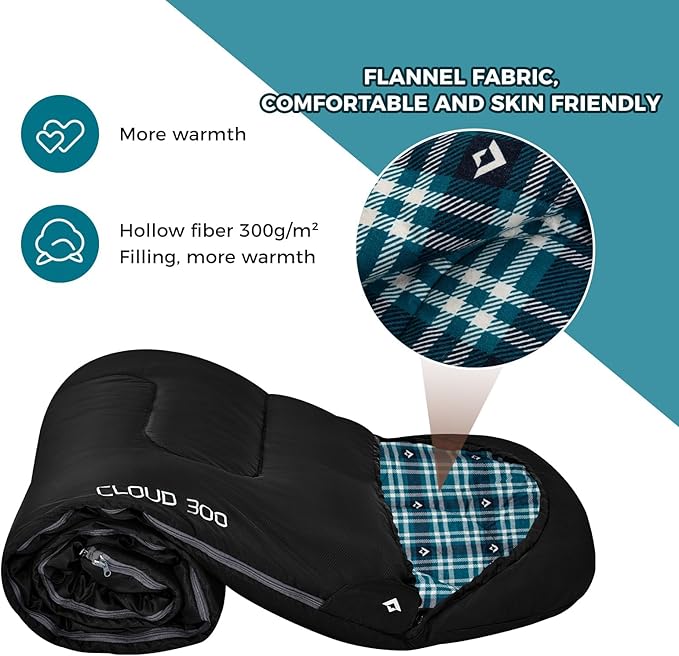 KingCamp Sleeping Bag for Adults, Cold Weather & Warm XL Big and Tall Flannel Sleeping Bags with Compression Sack Portable Waterproof Essentials Gear Accessories for Outdoor Camping